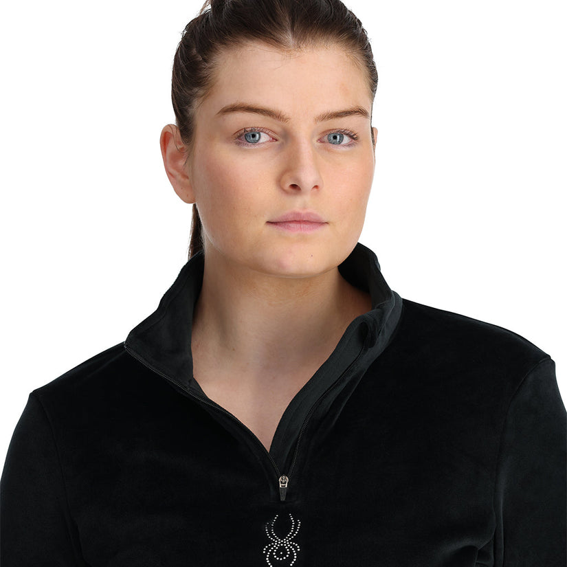 Womens Shimmer Bug Half Zip - Black