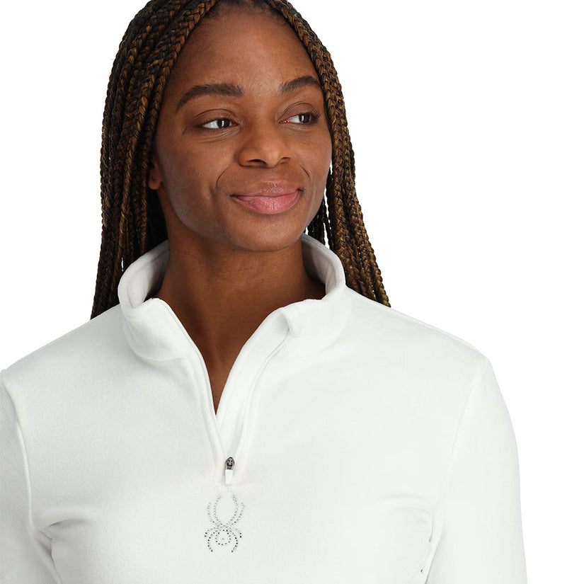 Womens Shimmer Bug Half Zip - White