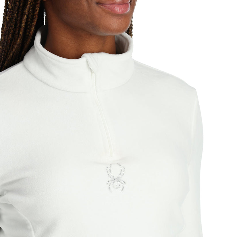 Womens Shimmer Bug Half Zip - White